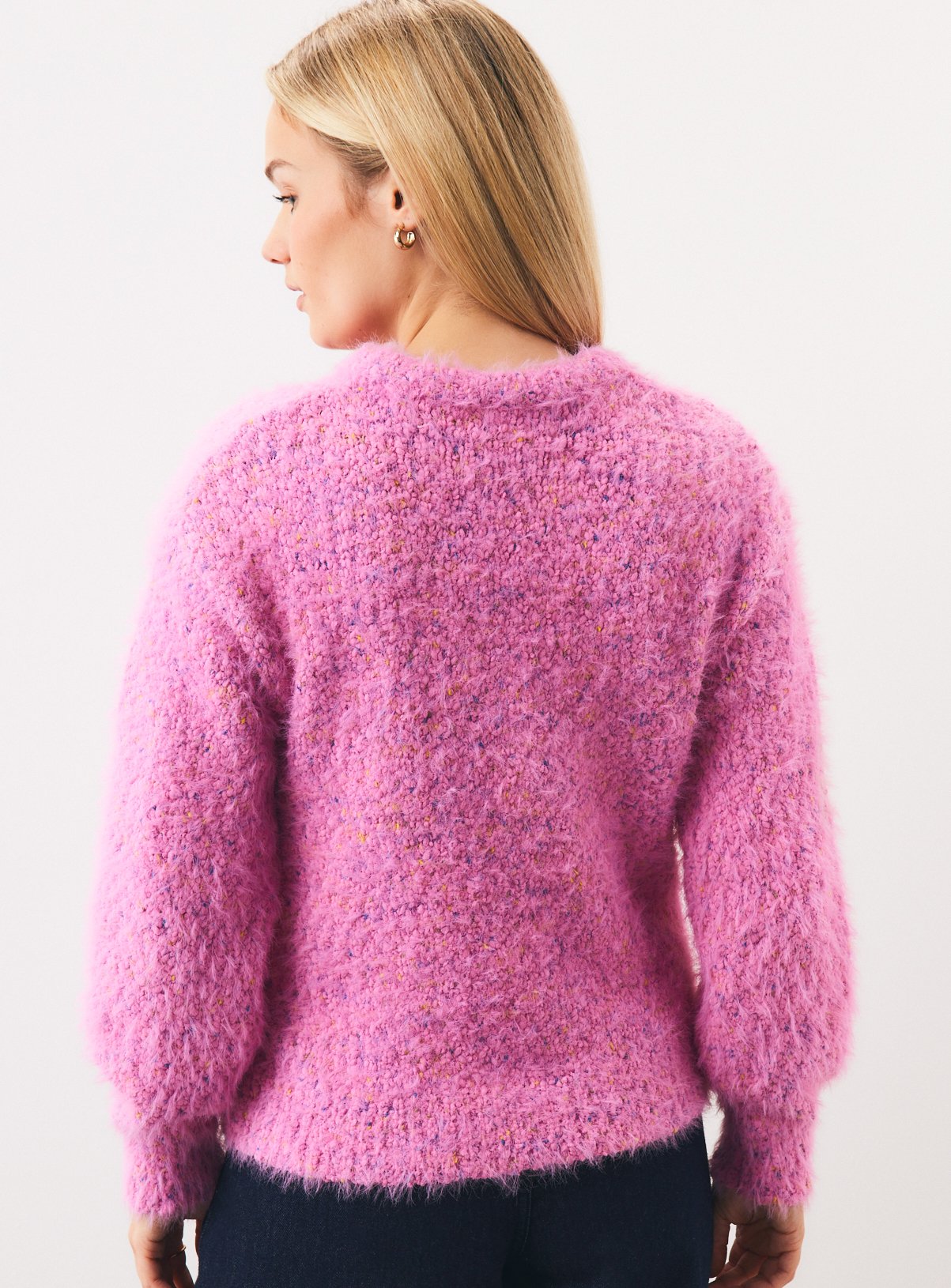 Bright Pink Eyelash Yarn Jumper L - Image 4 thumbnail